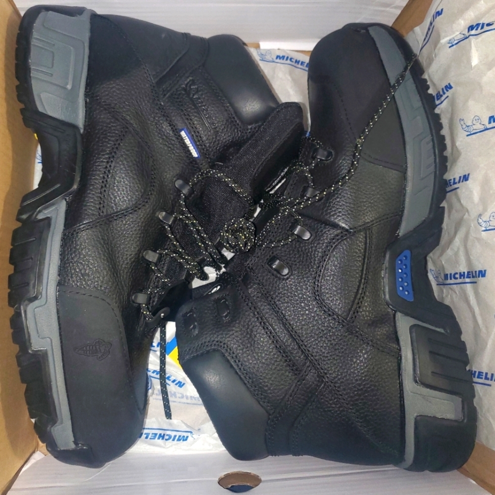 Mens Michelin HydroEdge Steel Toe Safety Waterproof Black Work Boot Sz 13W
